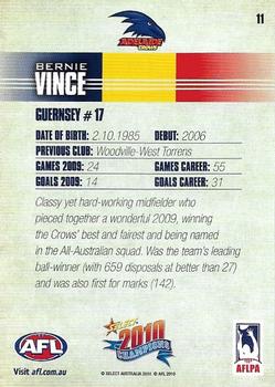 2010 Select AFL Champions #11 Bernie Vince Back
